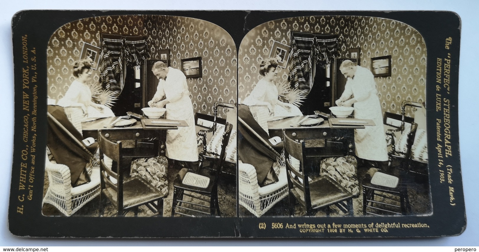 PHOTO STEREOSCOPIC STEREO COUPLE COOKING 1908. - Fotos Estereoscópicas