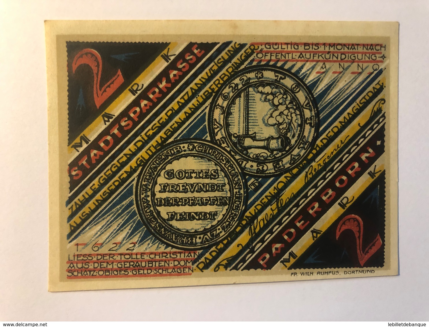 Allemagne Notgeld Paderborn 2 Mark - Collections