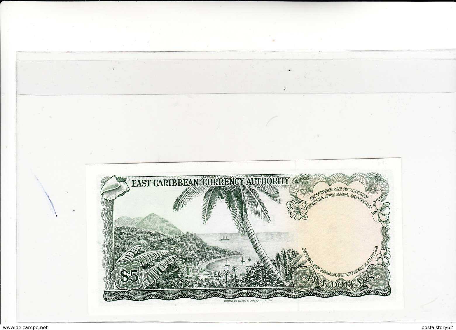 East Caribbean States,  Caraibi Orientale Five Dollar 1965 Pick# 14i  Antigua    A  In Circle. FDS - Caraibi Orientale