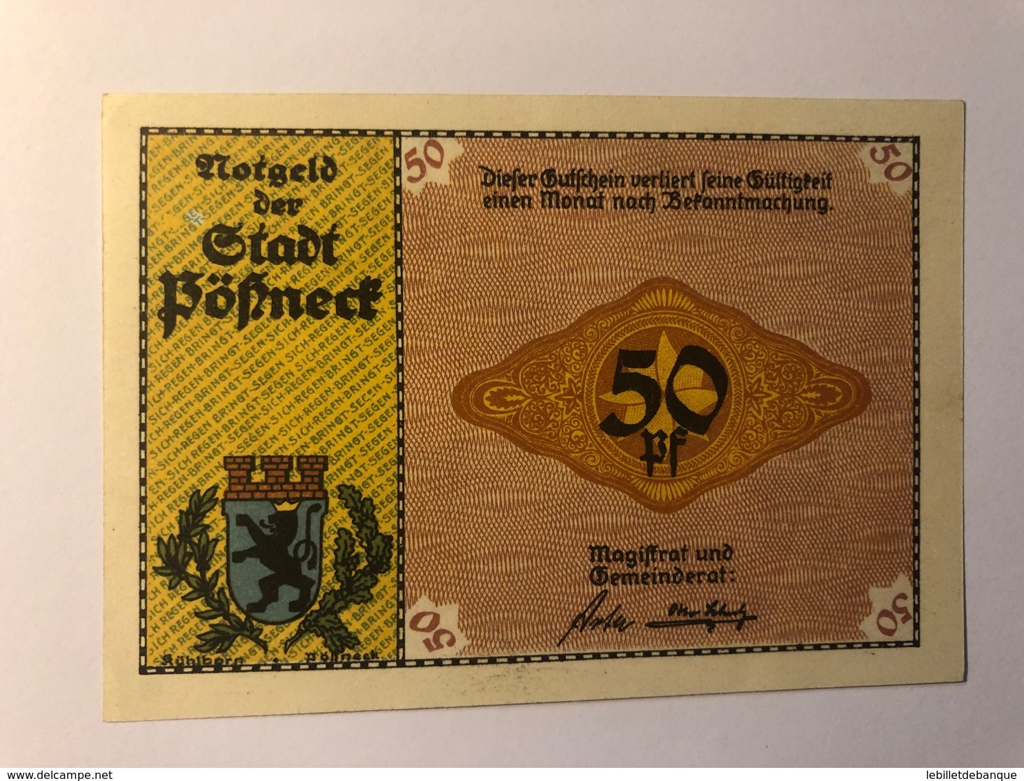 Allemagne Notgeld Possneck 50 Pfennig - Collections