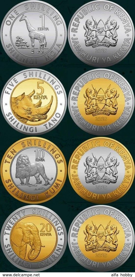 Kenya, 2018 Fauna, Set Of 4 Coins - Kenya