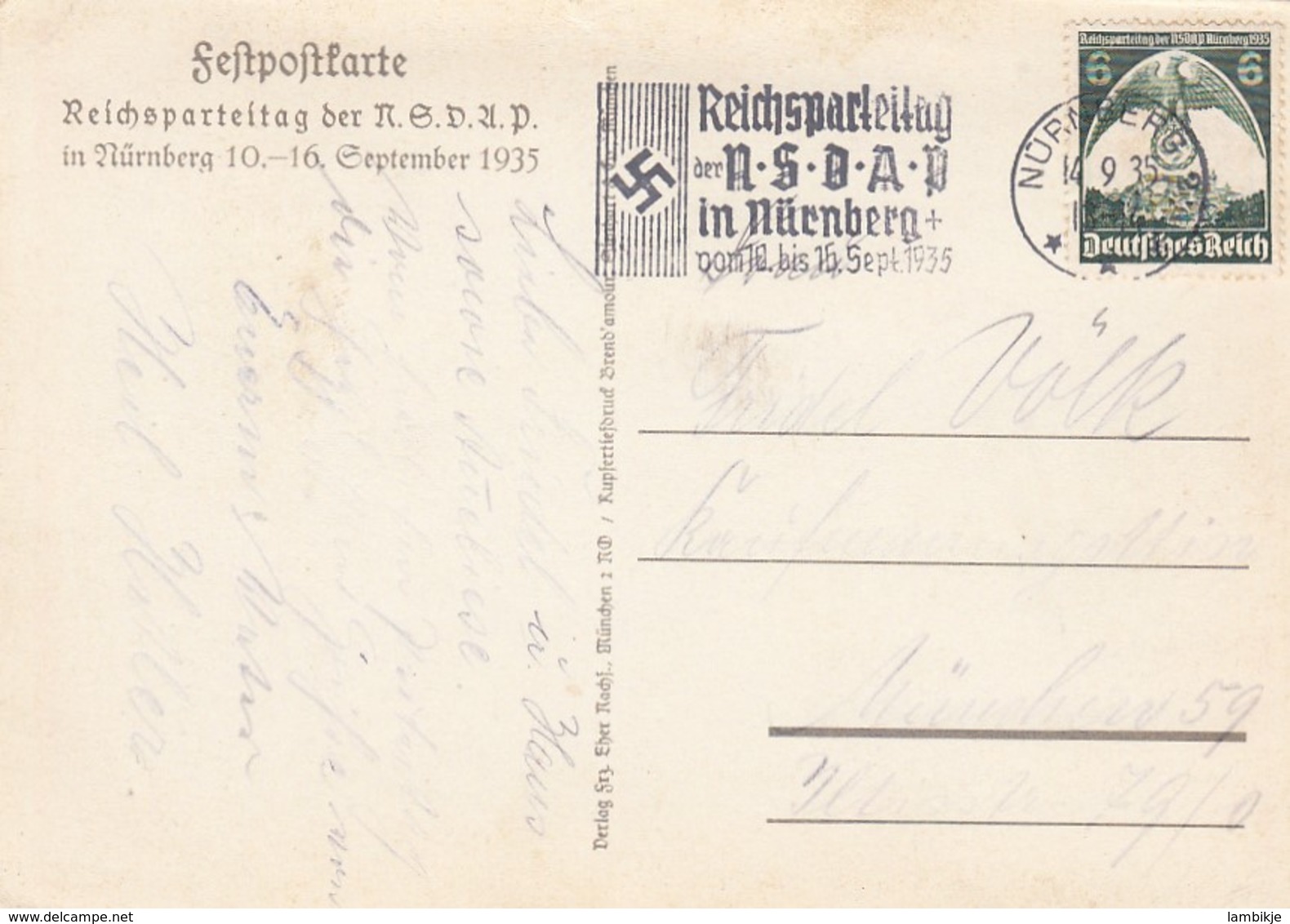 Deutsches Reich Propaganda Postkarte 1935 Reichsparteitag - Briefe U. Dokumente