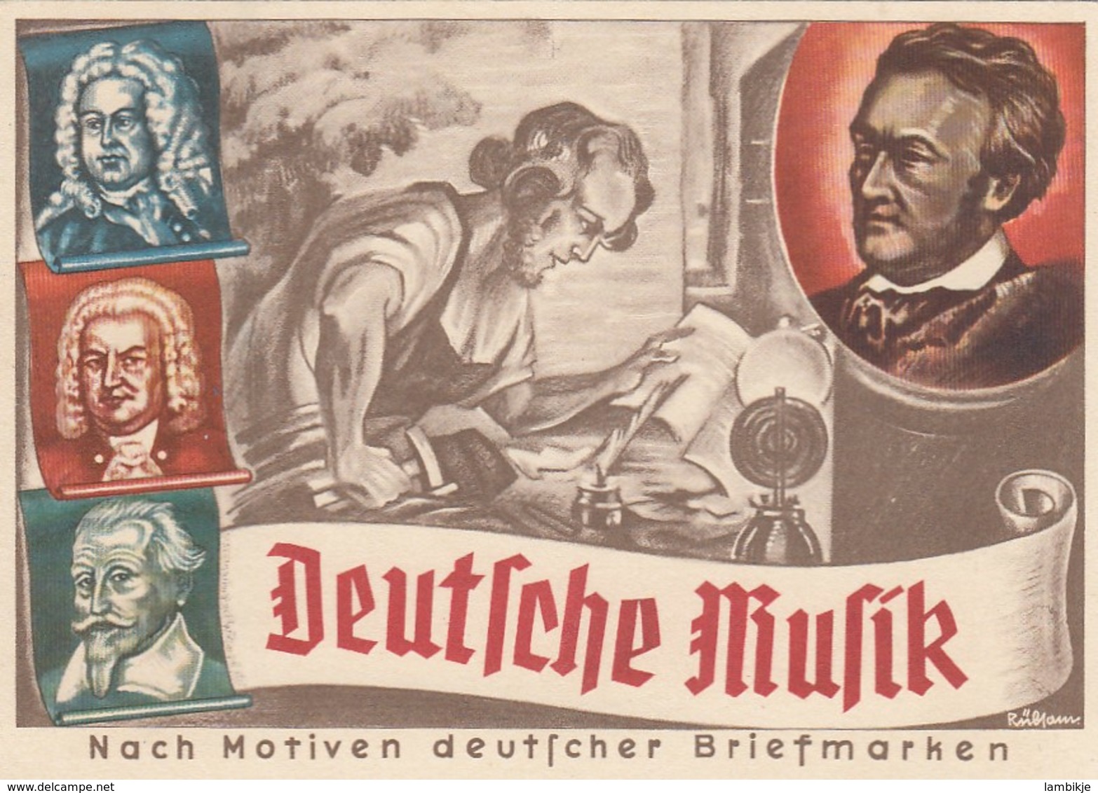 Deutsches Reich Propaganda Postkarte 1938 Deutsche Musik - Briefe U. Dokumente