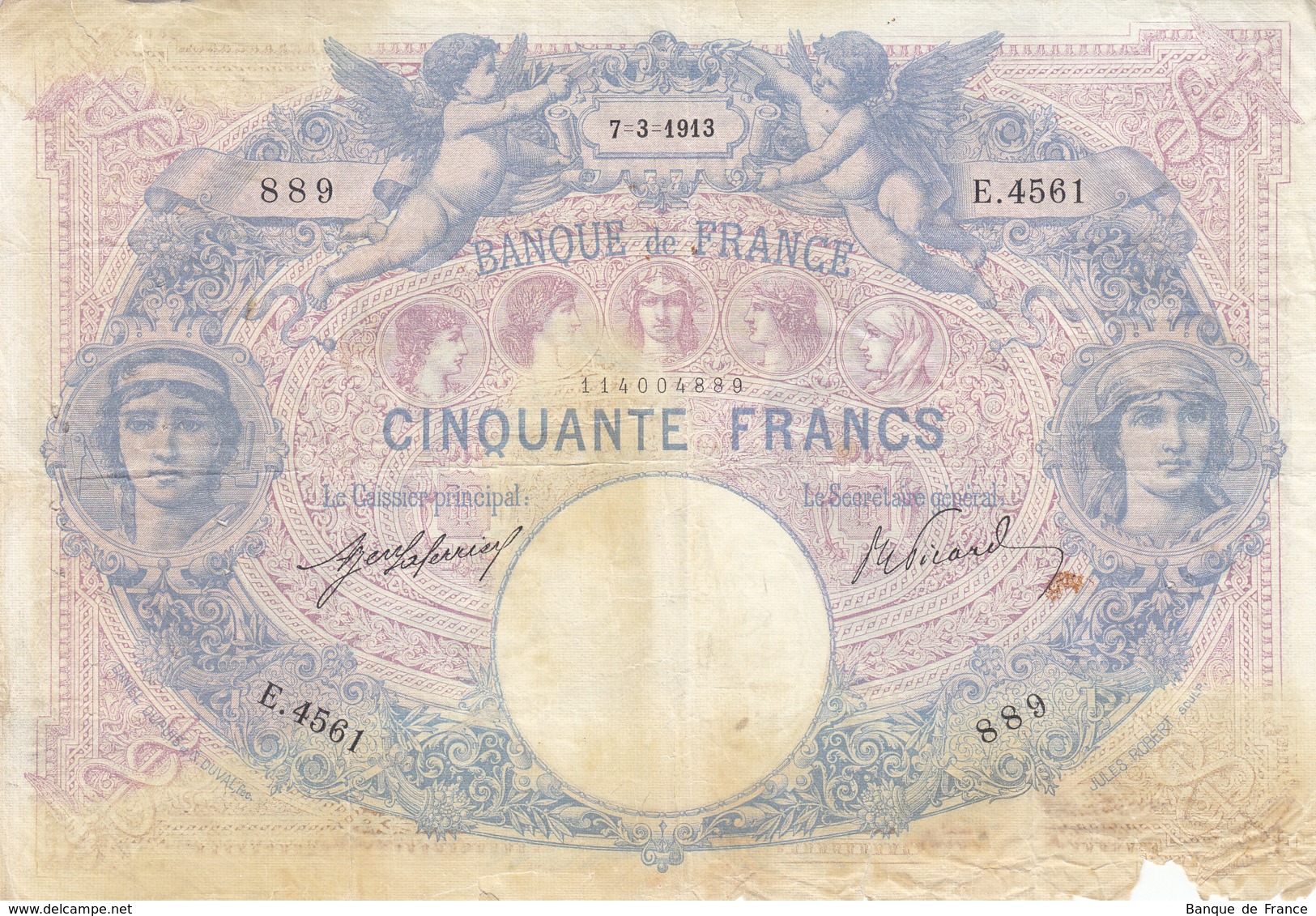 Billet 50 F Bleu Et Rose Du 7-3-1913 FAY 14.26 Alph. E.4561 - 50 F 1889-1927 ''Bleu Et Rose''