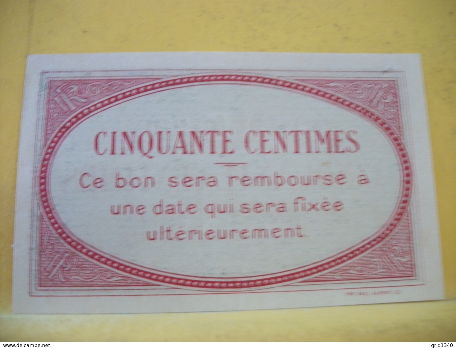 A 2223 - RARE ANNULE 92 VILLE DE CLICHY CINQUANTE CENTIMES - Bons & Nécessité