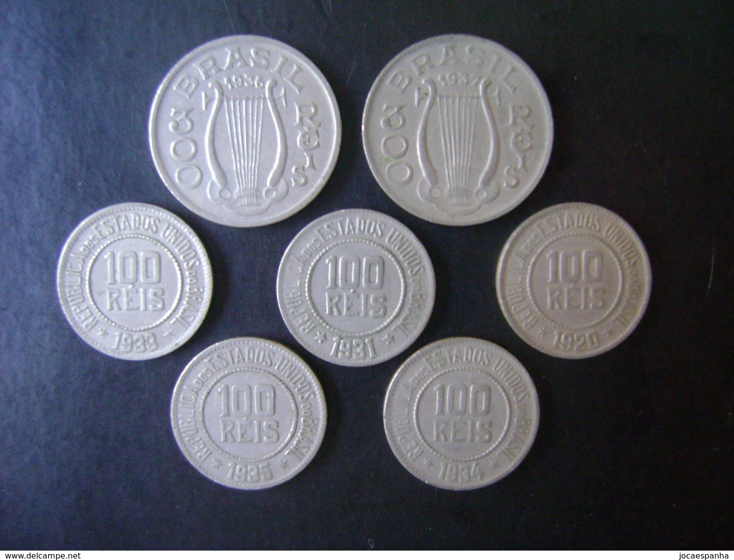 BRAZIL - 7 NICKEL COINS (5X 100 REIS +  2X 300 REIS), DIFFERENT DATES 1920 / 1937 - Brésil