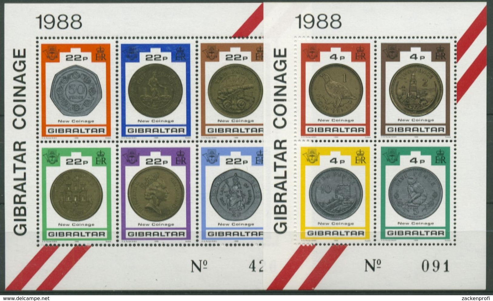 Gibraltar 1989 Neue Münzen Von Gibraltar Block 13/14 Postfrisch (C30905) - Gibilterra