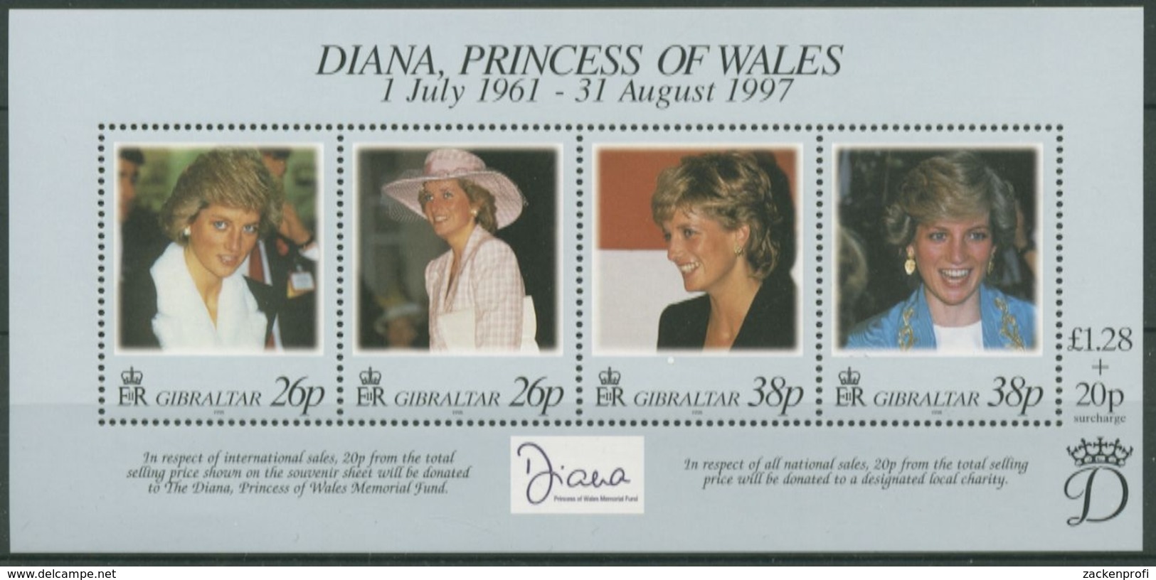 Gibraltar 1998 Prinzessin Diana Block 32 Postfrisch (C30919) - Gibilterra