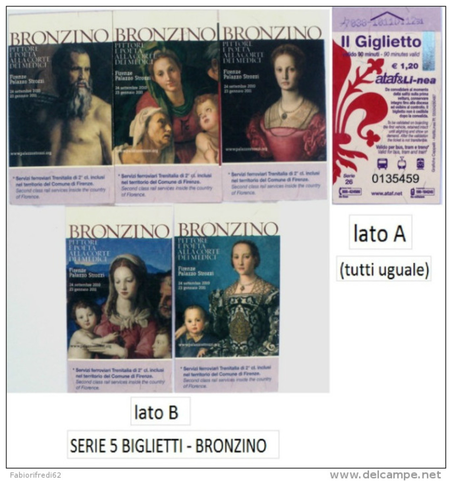 SERIE 5 BIGLIETTI BUS USATI "BRONZINO" FIRENZE ATAF - Europa