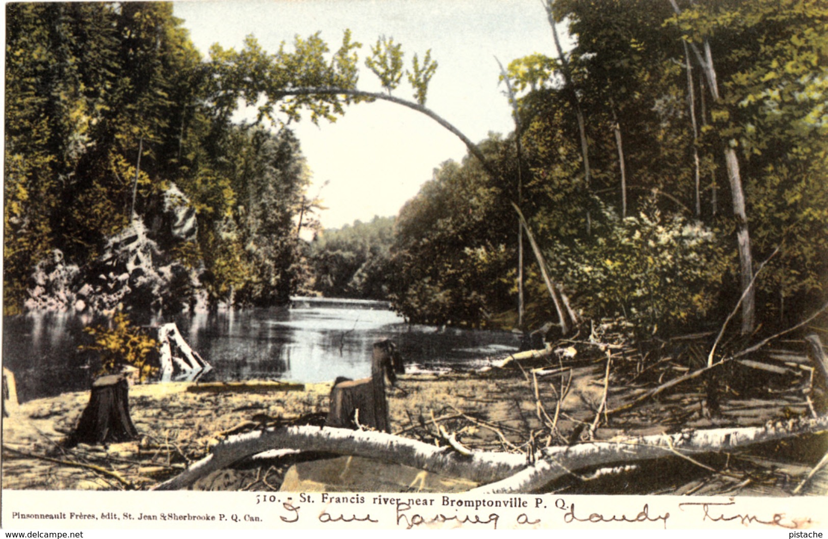 Sherbrooke Québec - St. Francis River Near Bromptonville - Written 1907) - A.Z. Pinsonneault - 2 Scans - Sherbrooke