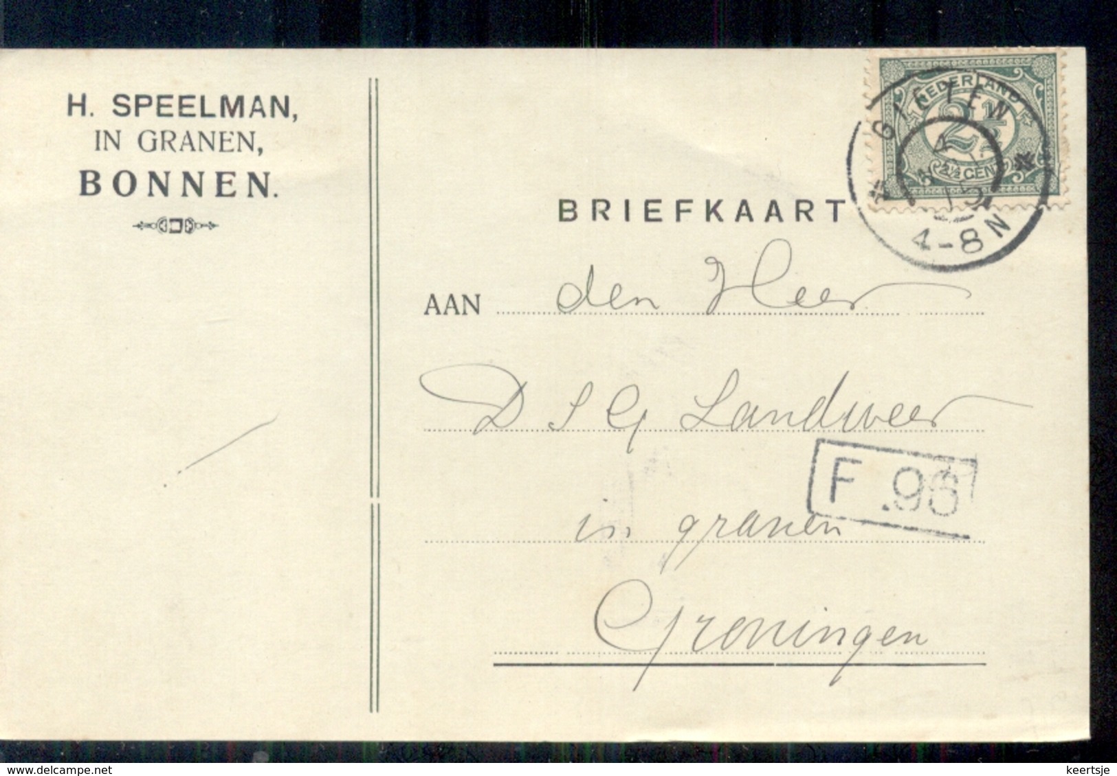 Bonnen - H Speelman In Granen - 1915 - Lettres & Documents