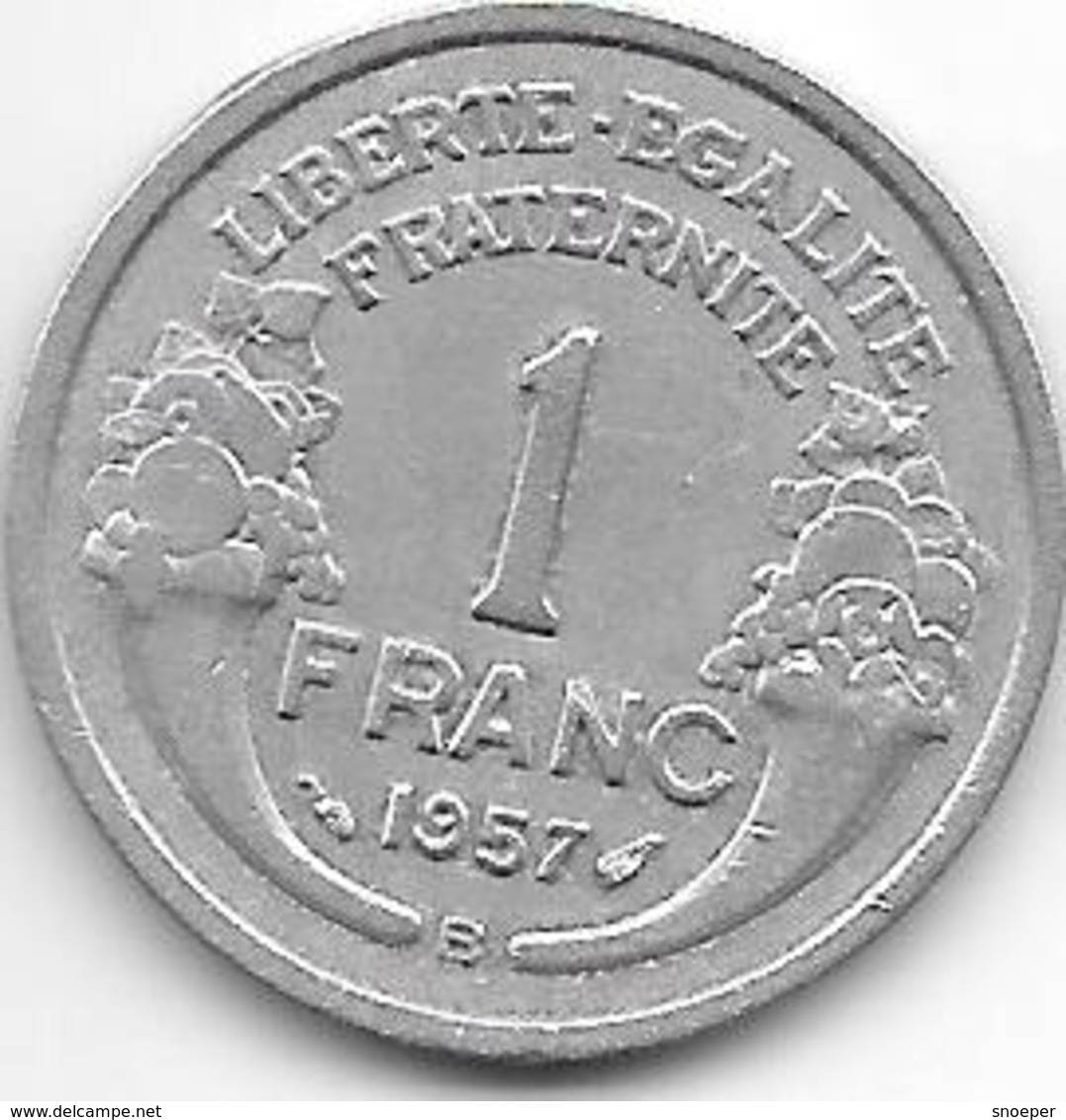 France 1 Franc 1957 B  Km 885a.2  Xf - 1 Franc