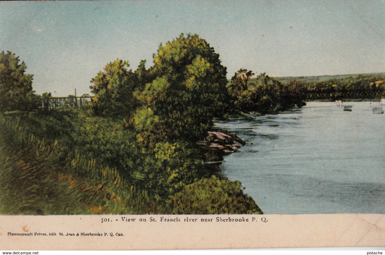 Sherbrooke - St. Francis River - Bridges Behind - Ponts En Arrière -plan - Written 1906 - A.Z. Pinsonneault 2 Scans - Sherbrooke