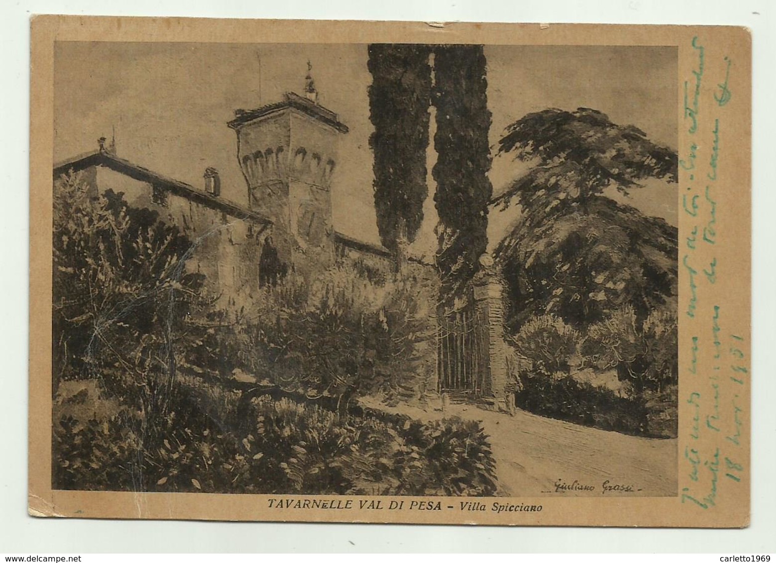 TAVARNELLE VAL DI PESA - VILLA SPICCIANO   DA PITTURA DI G.GRASSI  VIAGGIATA FG - Firenze (Florence)