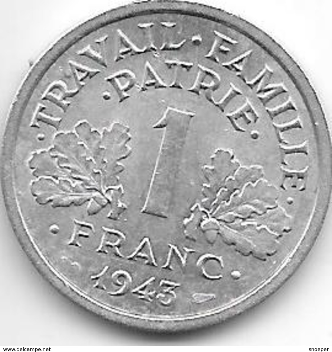 France 1 Franc 1943  Km 902.1  Xf+ - Altri & Non Classificati