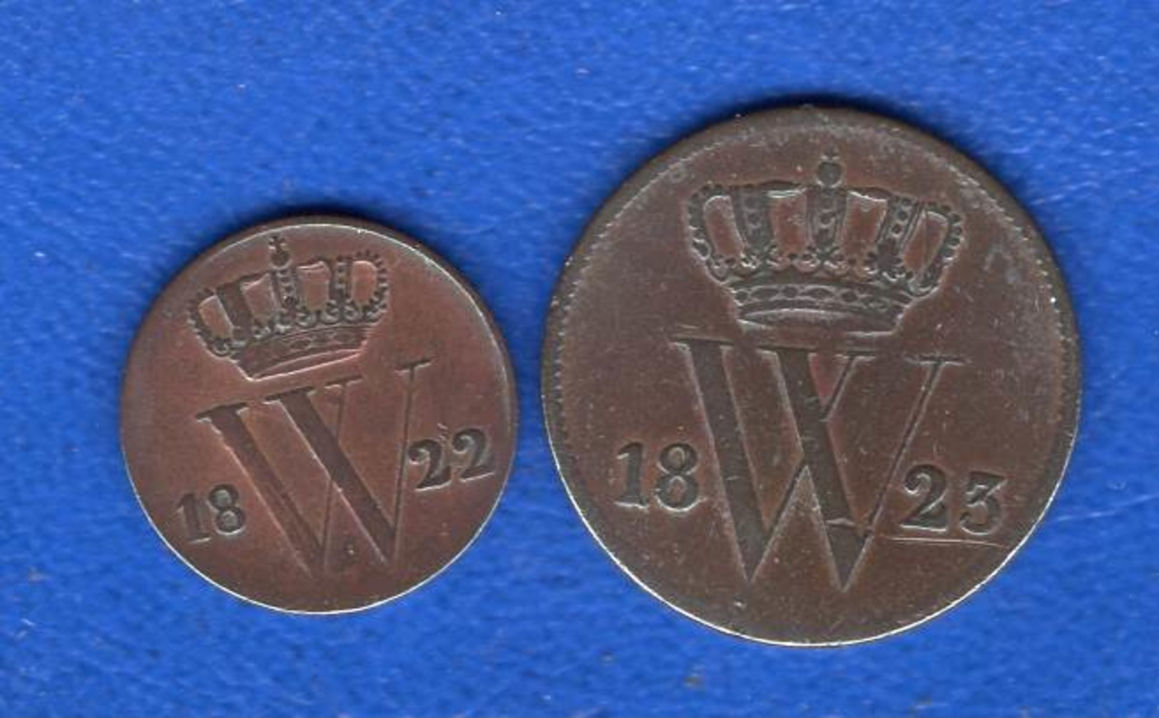 Pays  Bas  1/2 Cent  1822 B  +cent  1823 - 1815-1840 : Willem I