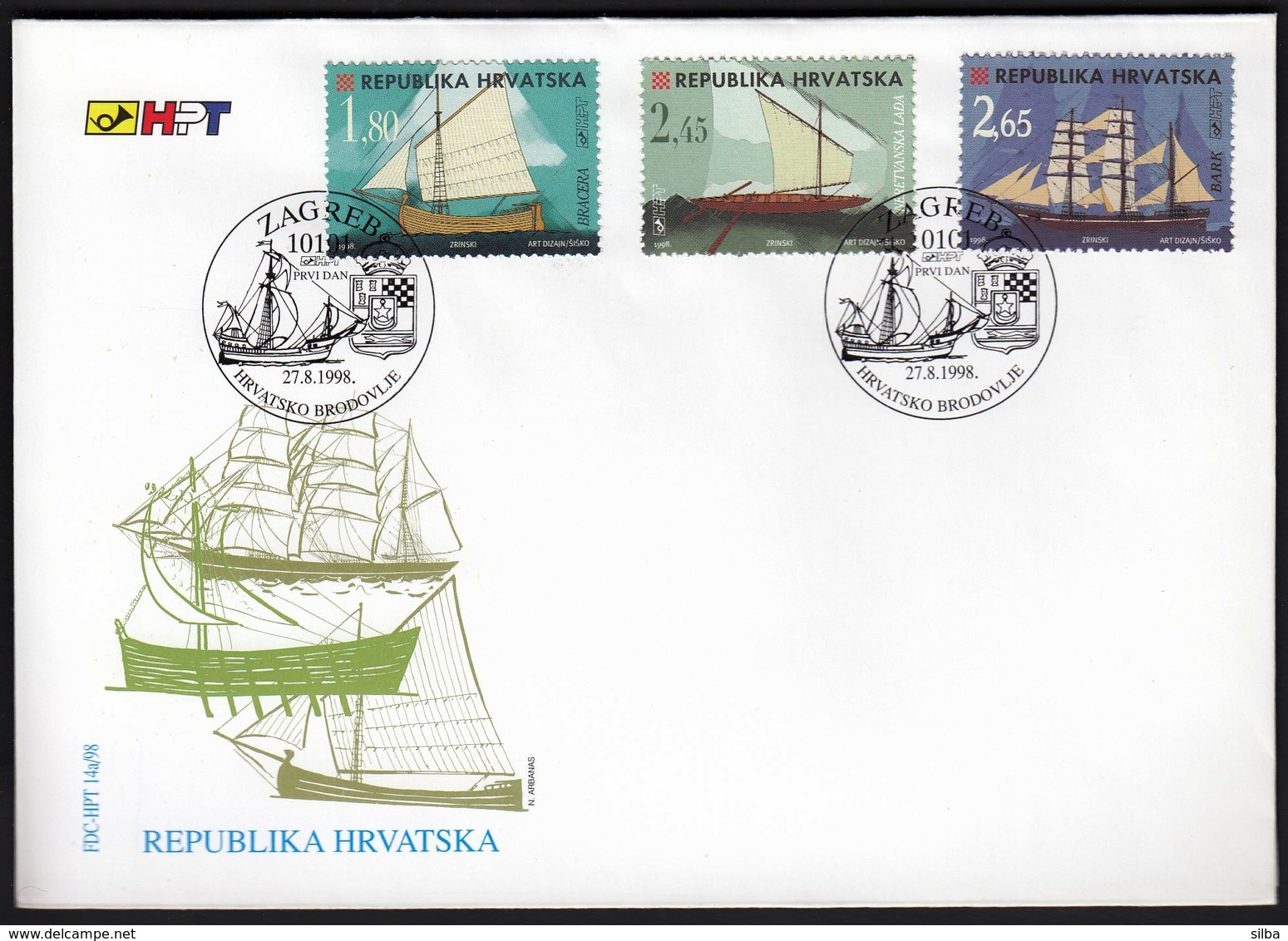 Croatia 1998 / Croatian Ships / FDC - Croatie