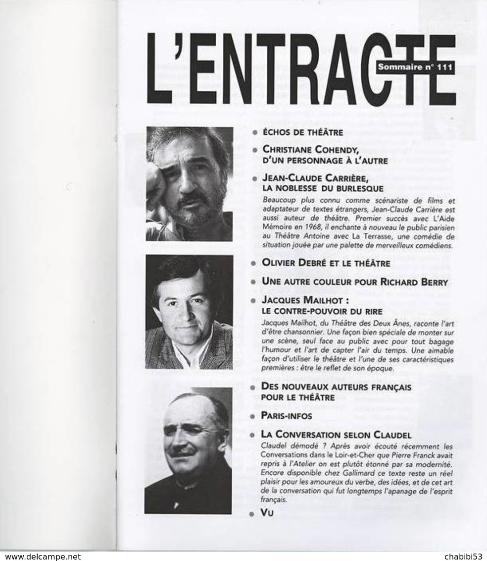 Livret De La Pièce Le Libertin De Eric-Emmanuel Scmitt Avec Bernard Giraudeau - Théâtre Monparnasse - 1997 - Programmes