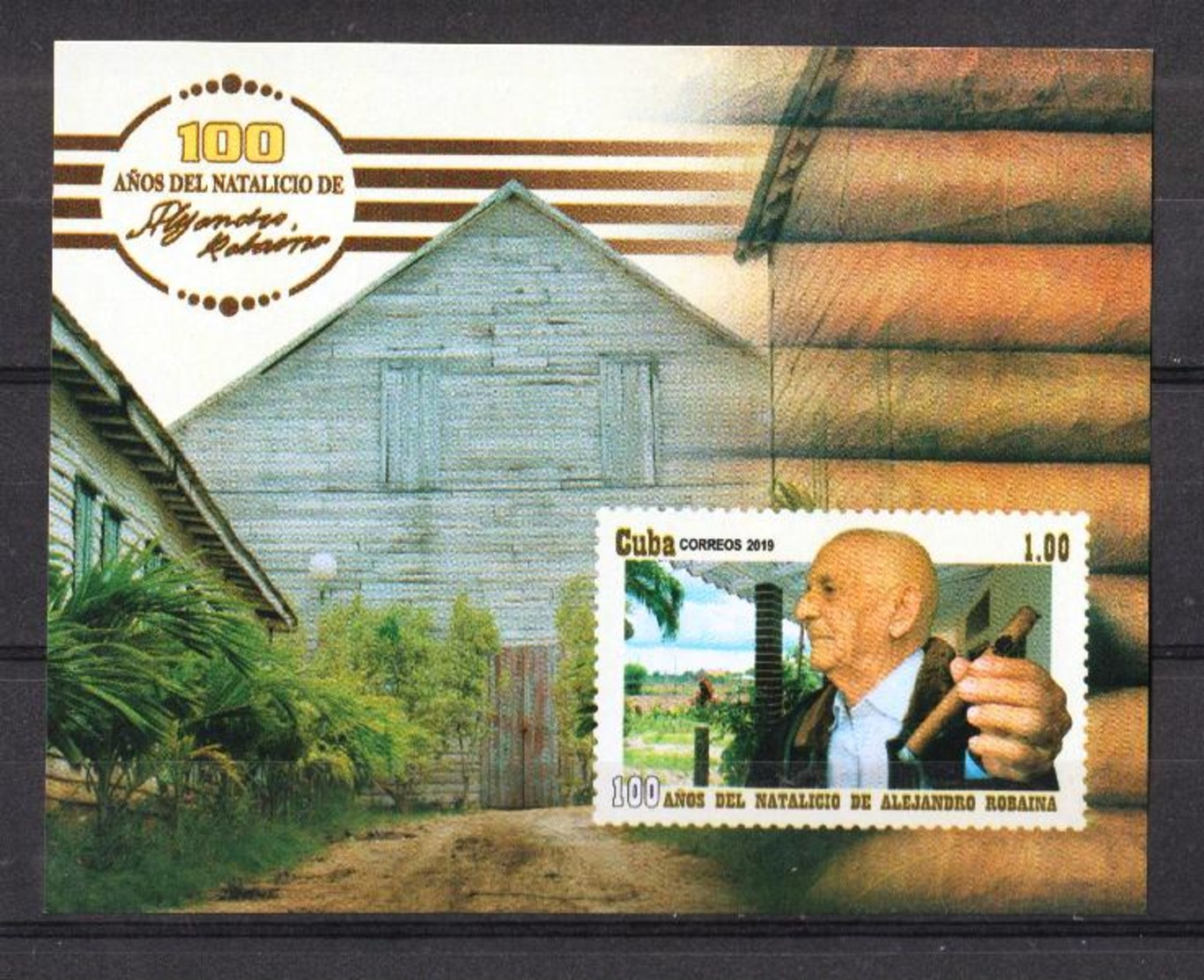 Cuba 2019 100th Anniversary Of Alejandro Robaina's Birthdate. Tobacco Farmer S/S MNH - Neufs
