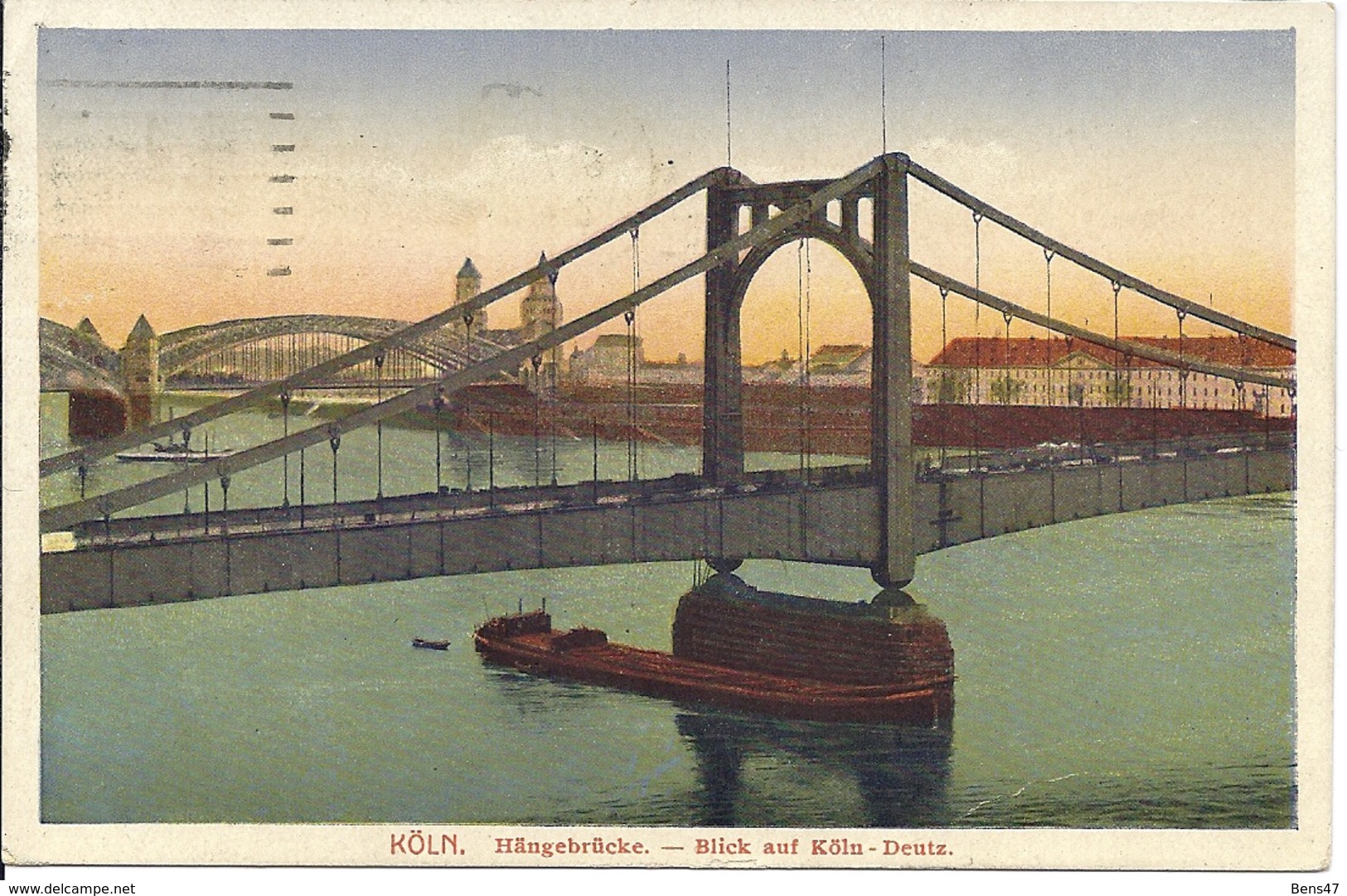 Köln Hängebrücke Blik Auf Köln Deutz Postm.05-07-1921 - Koeln