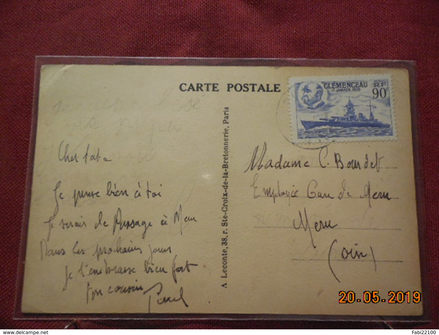 Carte De 1939 à Destination De Méru - 1921-1960: Période Moderne