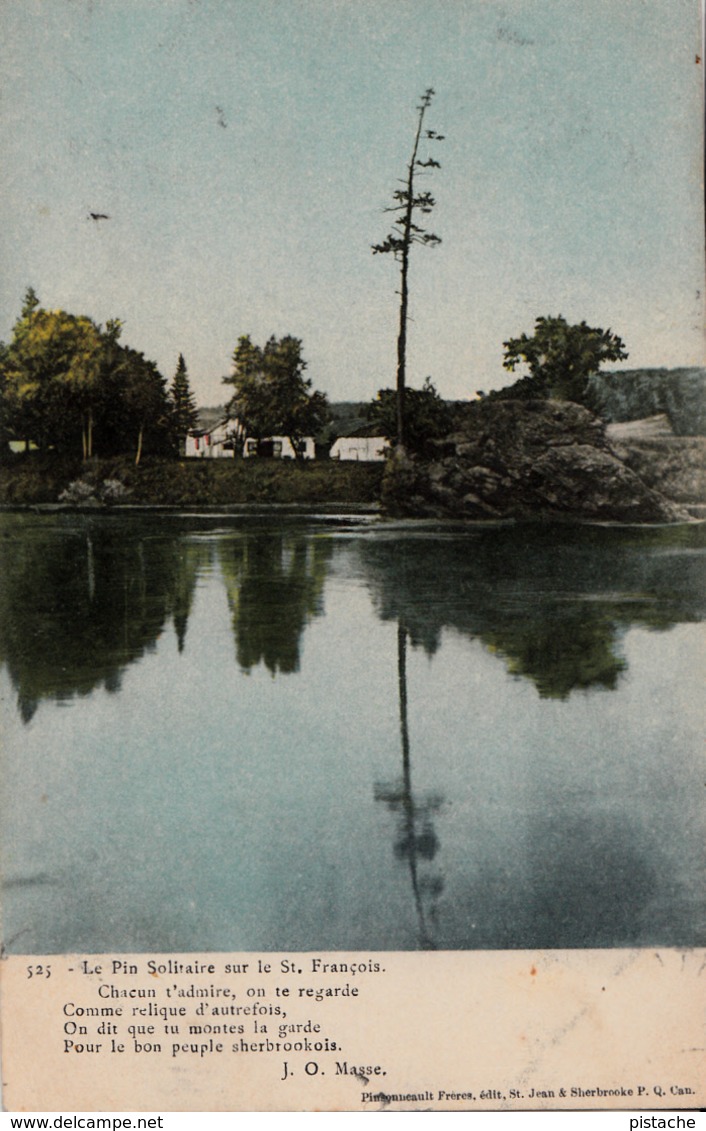 Sherbrooke Québec - Pin Solitaire Sur La Saint-François - Written 1906 - Pinsonneault Frères - 2 Scans - Sherbrooke