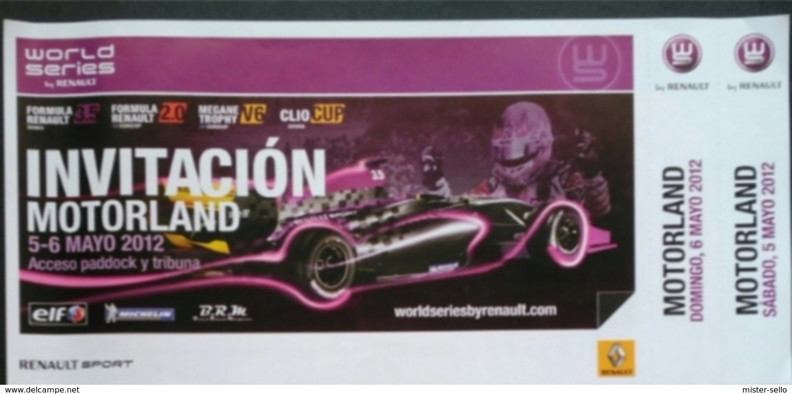 CIRCUITO MOTORLAND - ALCAÑIZ - ESPAÑA. RENAULT SPORT 2012. - Tickets - Entradas