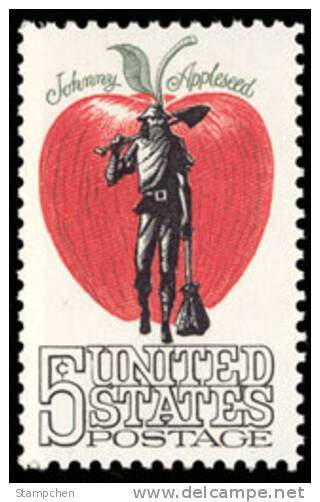 1966 USA Johnny Appleseed Stamp Sc#1317 American Folklore Apple - Other & Unclassified