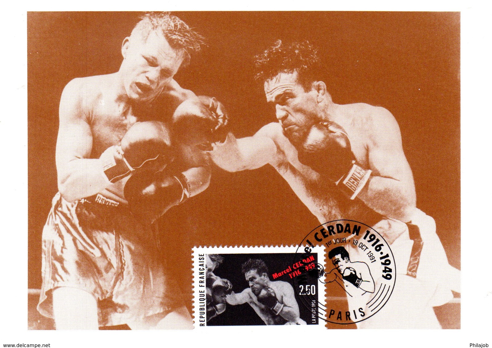 " MARCEL CERDAN / BOXE " Sur Carte Maximum De 1991. N° YT 2729. Parfait état. CM à Saisir ! - Boxe