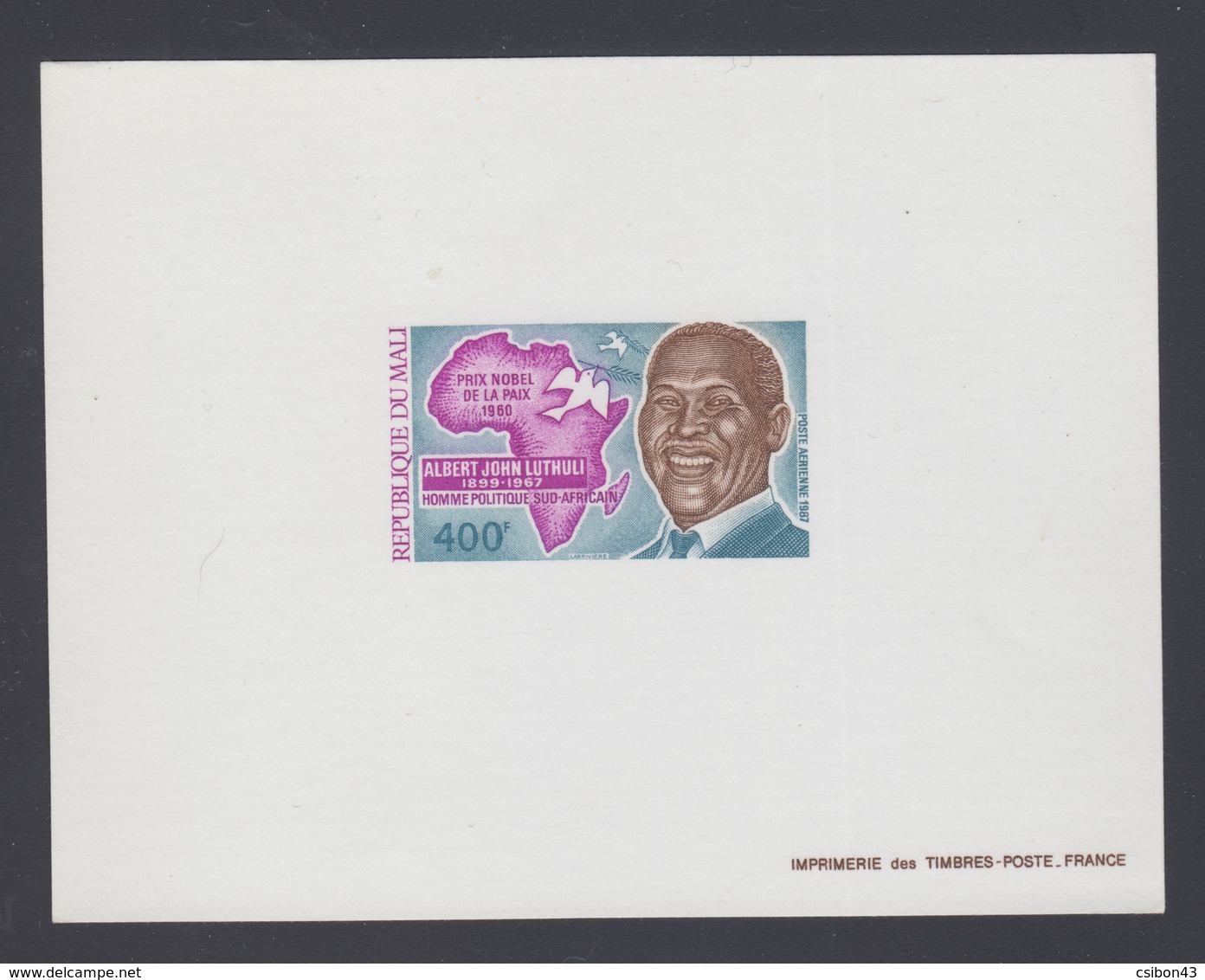 MALI Proof Albert John Luthuli - Prix Nobel De La Paix - Mali (1959-...)