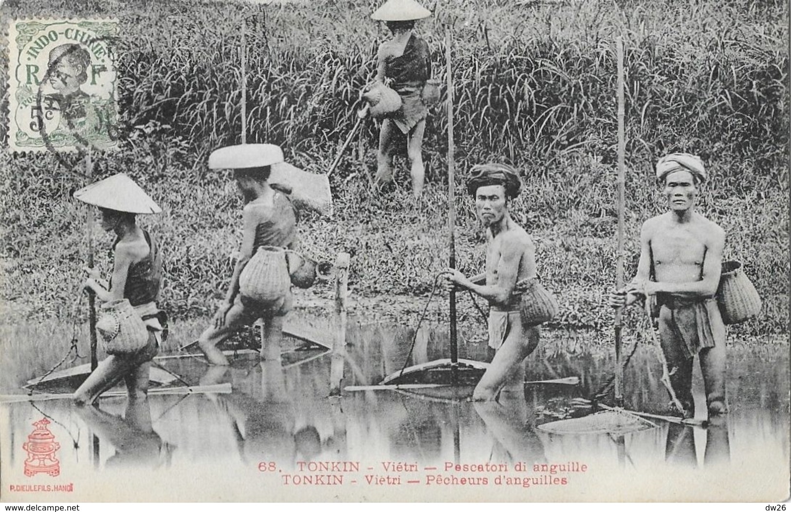 Tonkin, Vietri Pêcheurs D'anguilles - Edition P. Dieulefils Hanoï - Carte N° 68 - Asien