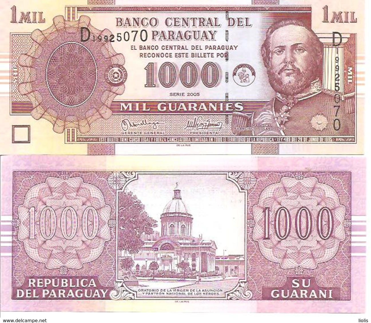 Paraguay  P-222  1000  Guaranies  2005  UNC - Paraguay