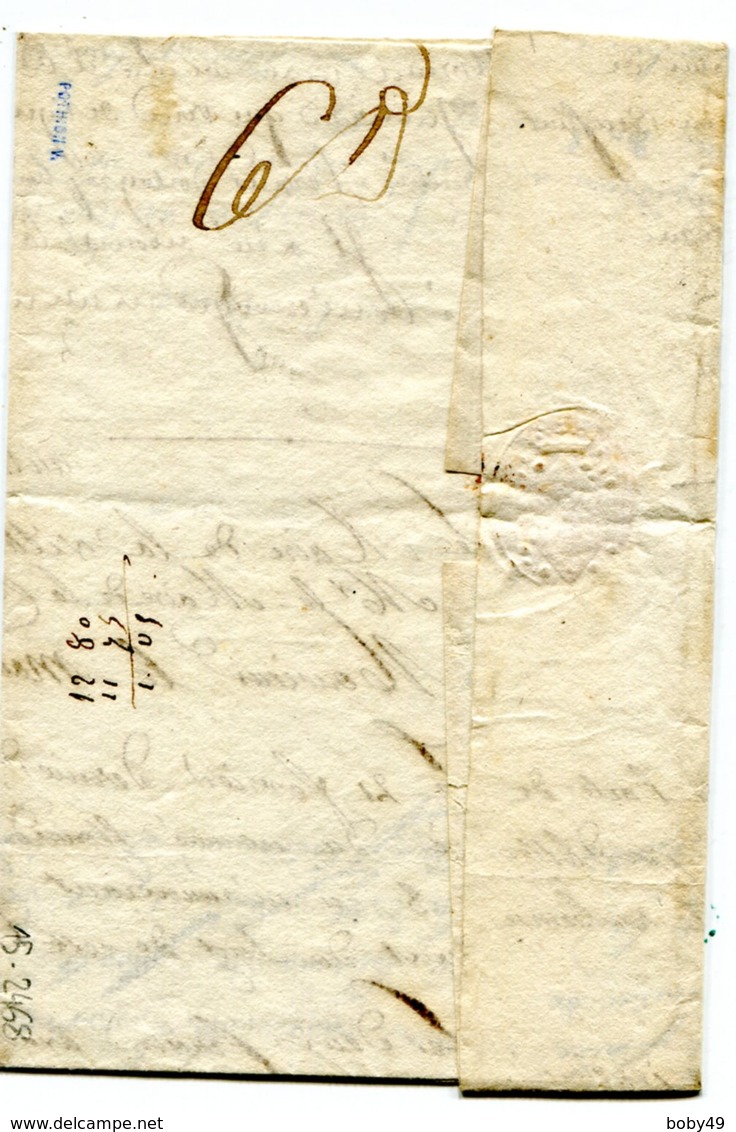 HAUTE VIENNE De BELLAC Linéaire De Port Payé Sur LAC Du 21/02/1823 Verso Taxe De 6 Décimes Pour AUTUN (signée Pothion) - 1801-1848: Vorläufer XIX