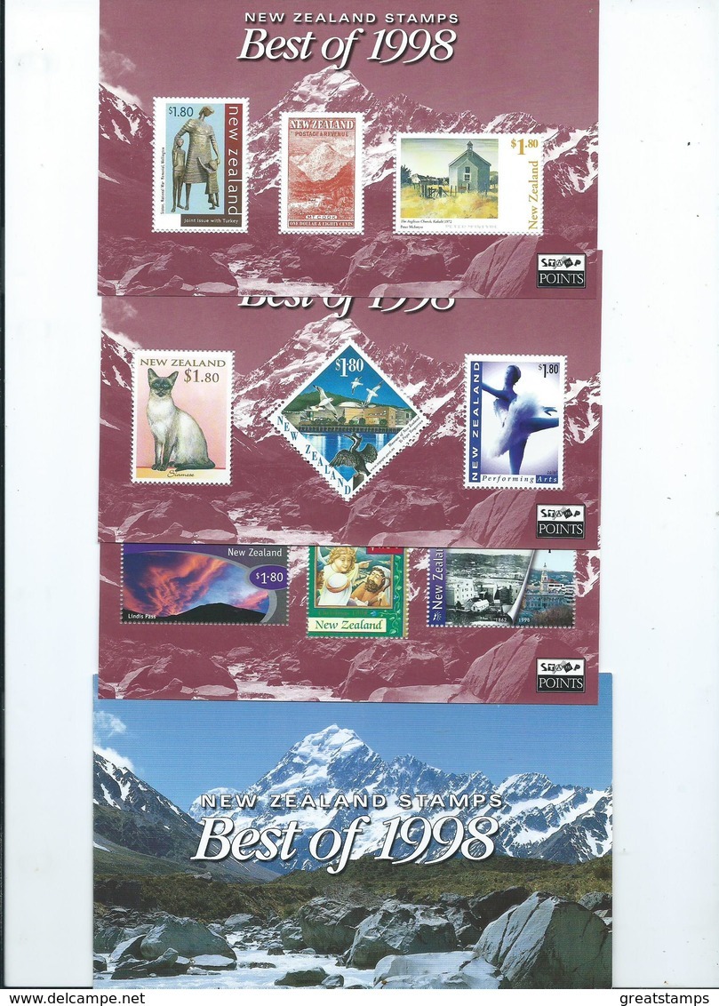 New Zealand The Best Of 1998 Face Value $16.20  3 X Miniature Sheets - Blocks & Sheetlets