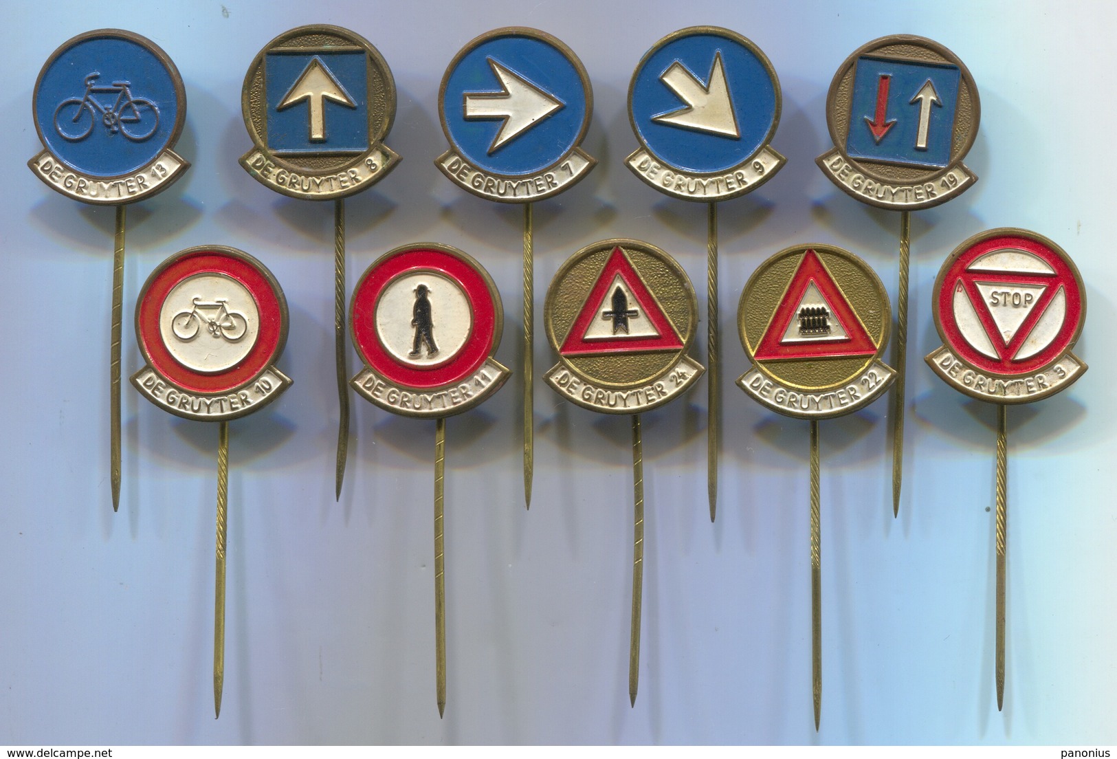 Traffic Road Sign - Verkehrszeichen, Vintage Pin, Badge, Abzeichen, 10 Pcs - Other & Unclassified