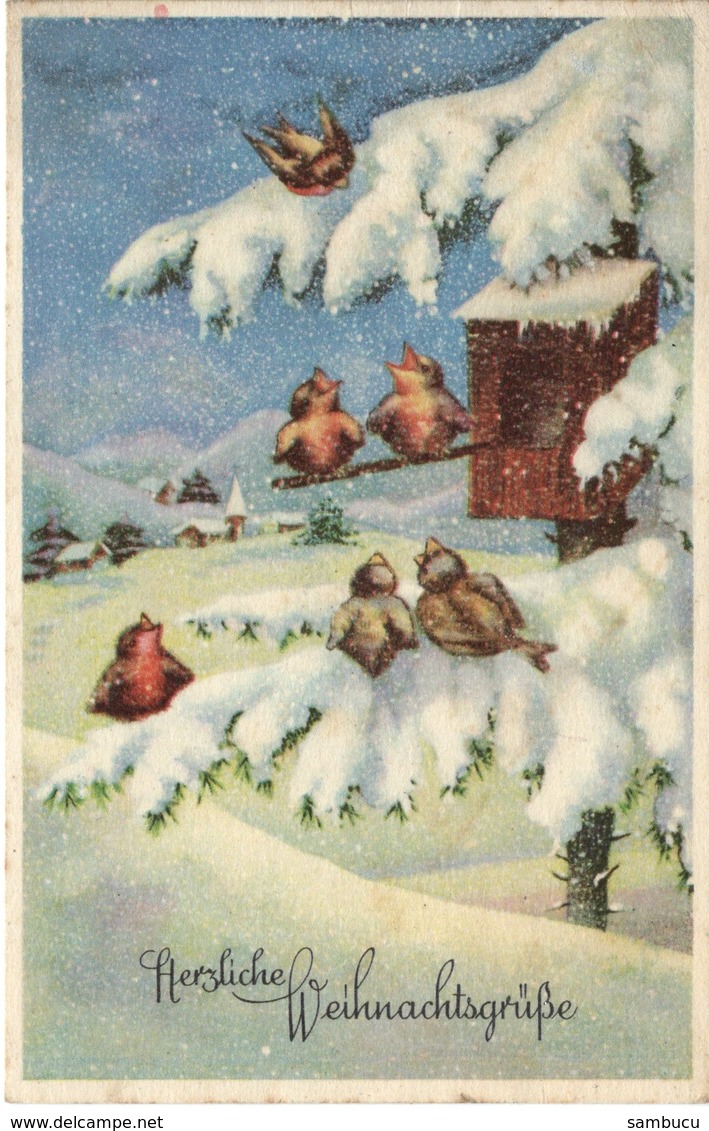 Fröhliche Weihnachtsgrüße 1942 Winterlandschaft Mit Vogelhaus - Sonstige & Ohne Zuordnung