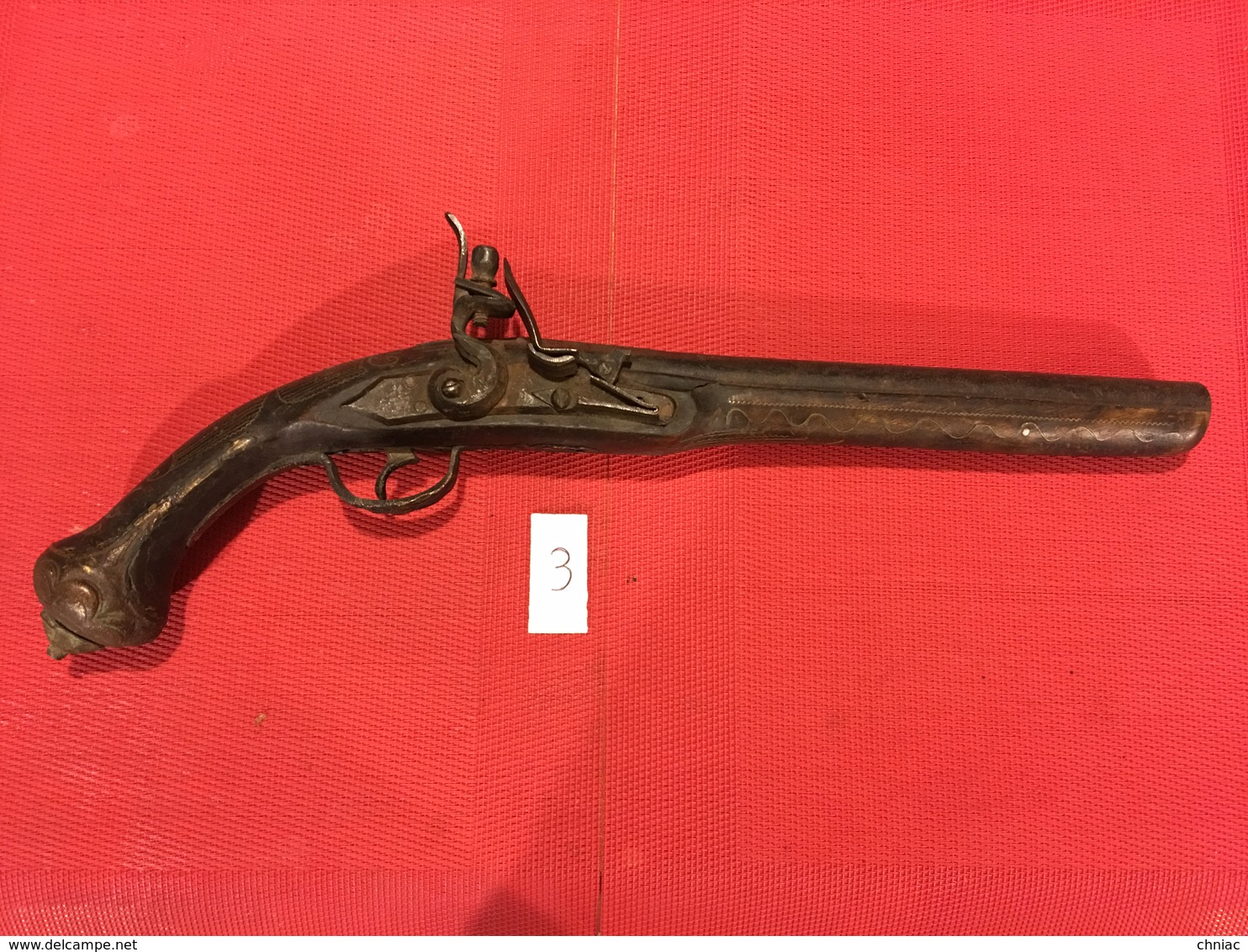 ANCIEN GRAND PISTOLET DE DECORATION A SILEX POUR L’ORIENT - Armes Neutralisées