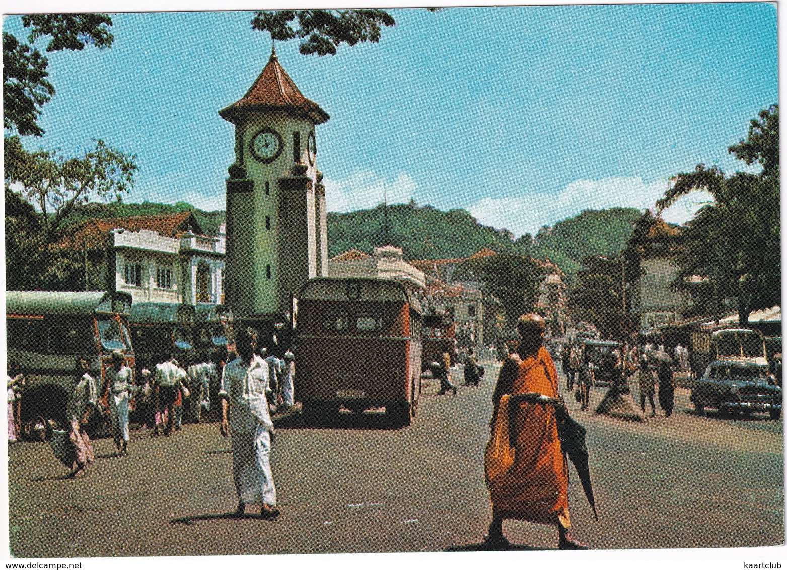 Kandy: 5x AUTOBUS/COACH, PEUGEOT 403, JEEP - Street Scene - (Sri Lanka) - Toerisme