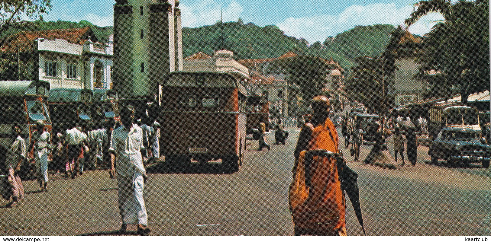 Kandy: 5x AUTOBUS/COACH, PEUGEOT 403, JEEP - Street Scene - (Sri Lanka) - Toerisme