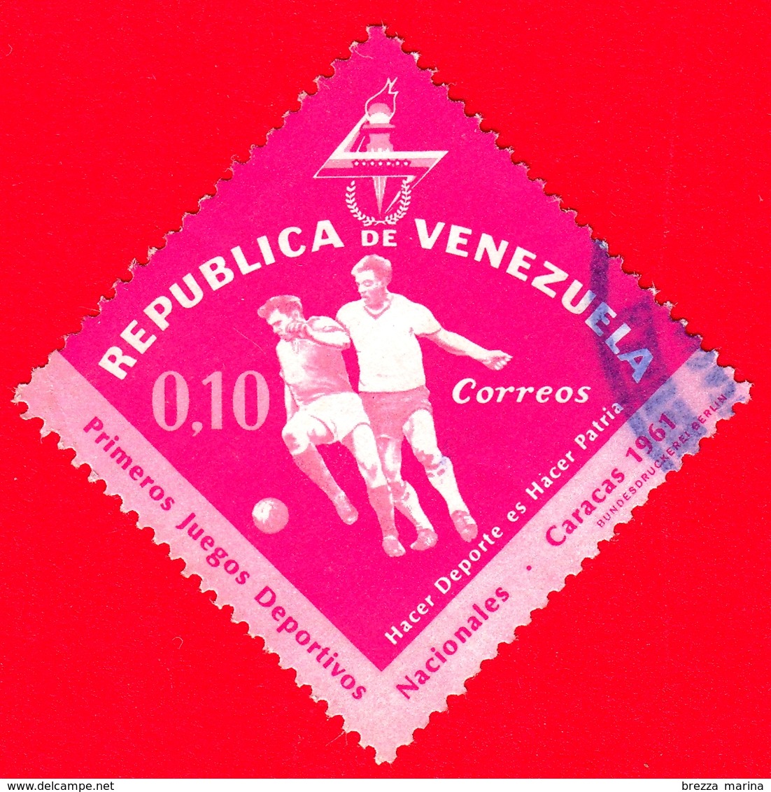 VENEZUELA - Usato - 1962 - Primi Giochi Sportivi Nazionali A Caracas - Calcio - 0.10 - Venezuela