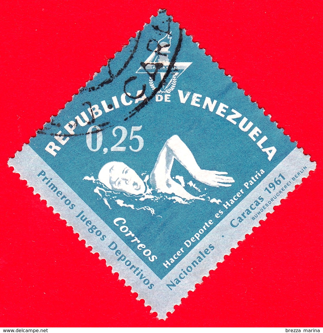 VENEZUELA - Usato - 1962 - Primi Giochi Sportivi Nazionali A Caracas - Nuoto - 0.25 - Venezuela