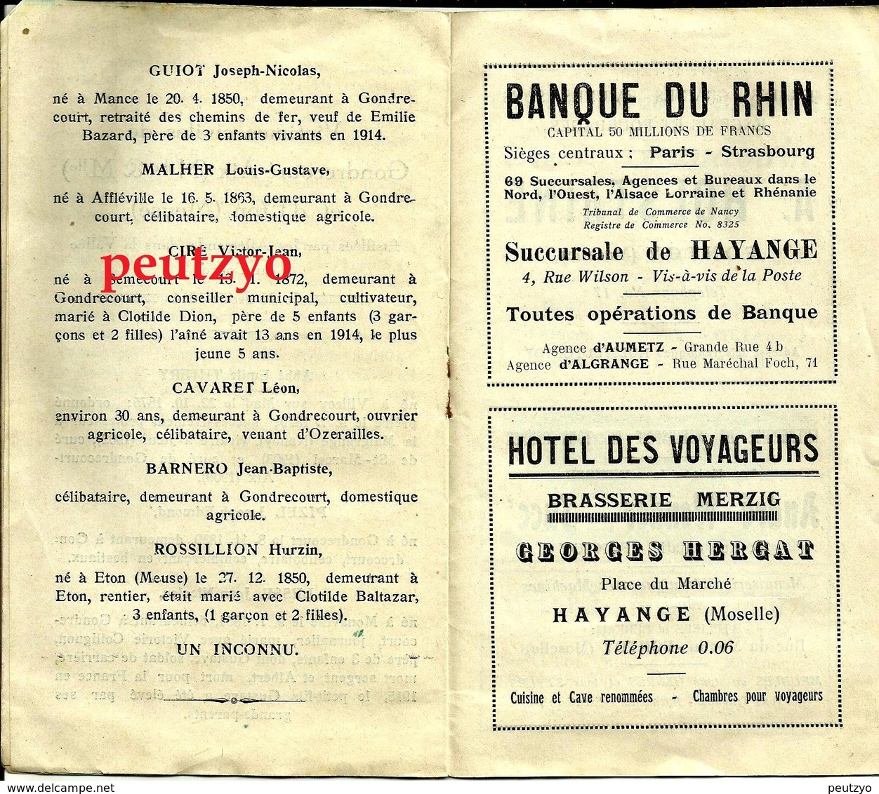 Document  Inauguration De Monument Aux Fusillés Du Conroy  Fontoy  Gondrecourt Eton 26 Aout 1928  B/1502 - Documents