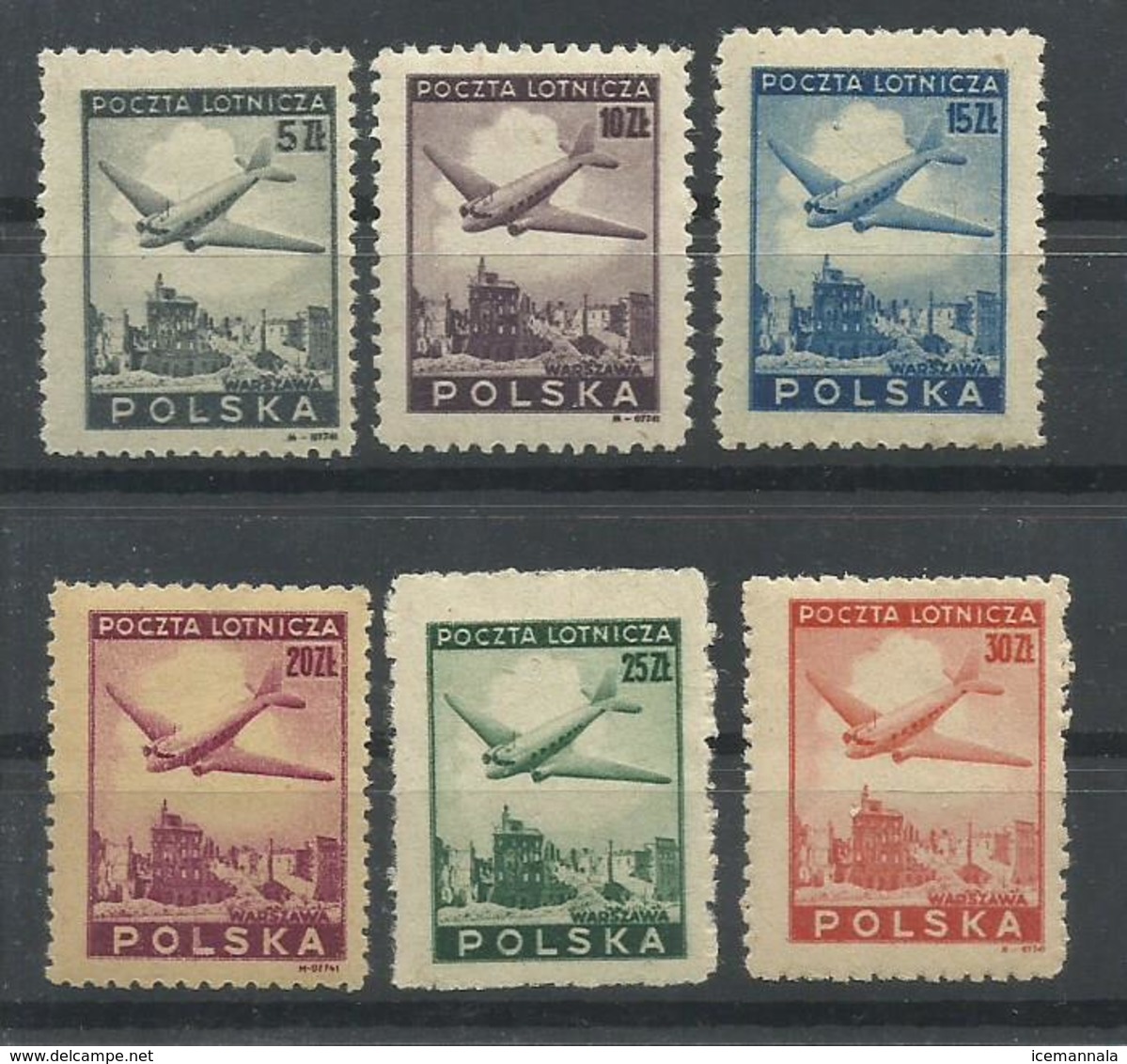 POLONIA YVERT AEREO 10/15  MNH  **, EXCEPTO 13 MH  * - Nuevos