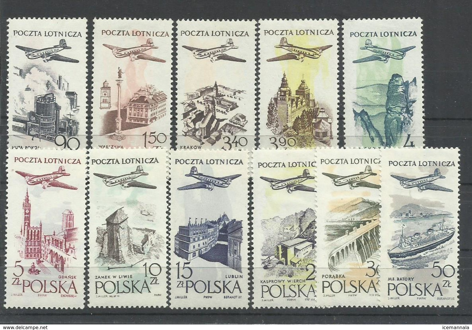 POLONIA YVERT AEREO  41/51   MH  * - Ongebruikt