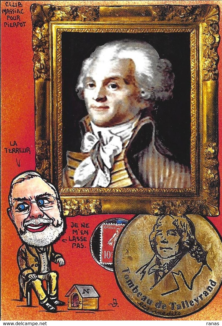 CPM Timbre Monnaie Jihel Tirage Limité En 30 Exemplaires Numérotés Signés Robespierre - Coins (pictures)