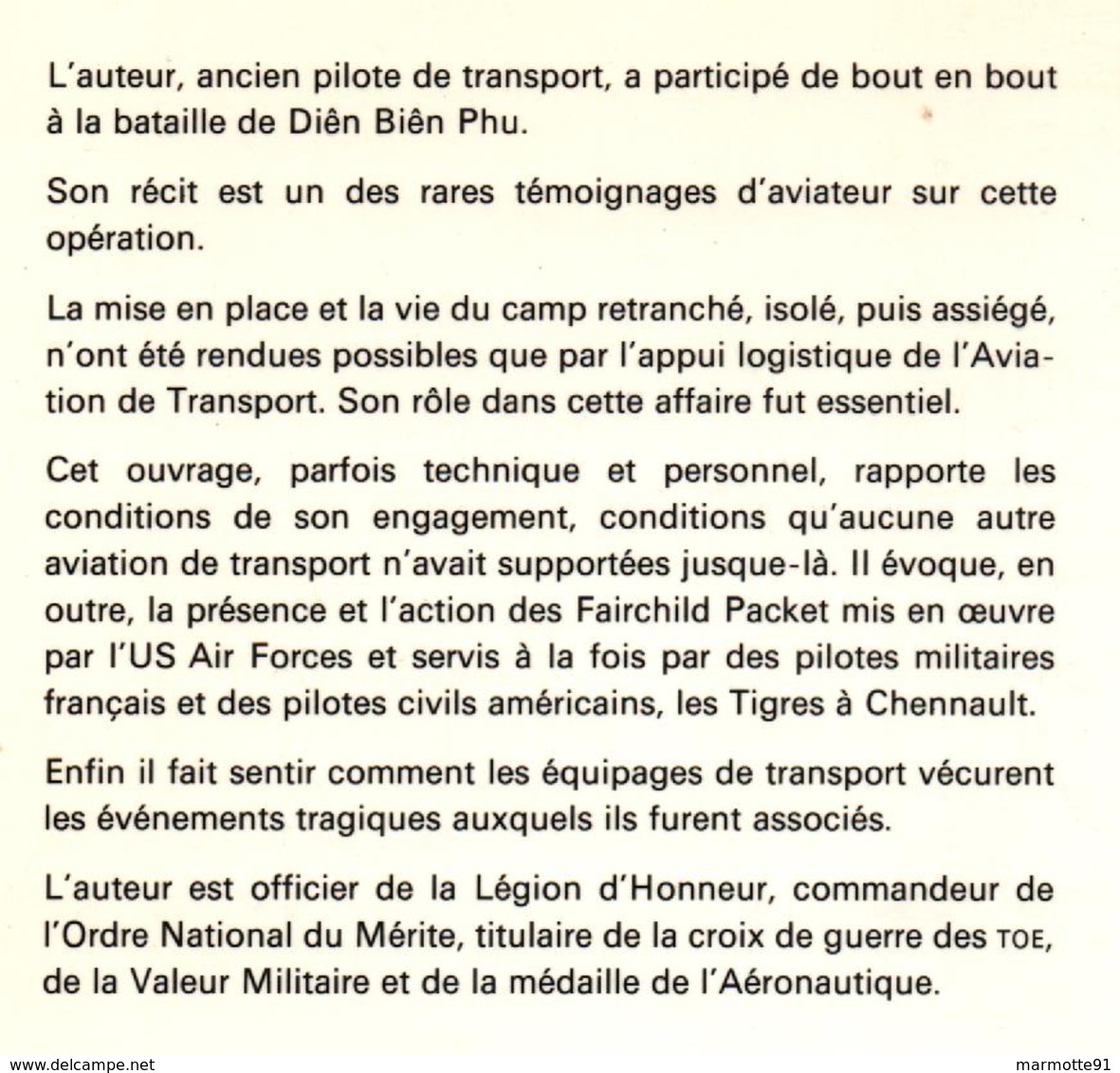 PACKET SUR DIEN BIEN PHU VIE QUOTIDIENNE PILOTE TRANSPORT RAVITAILLEMENT PARACHUTAGE GUERRE INDOCHINE - Français