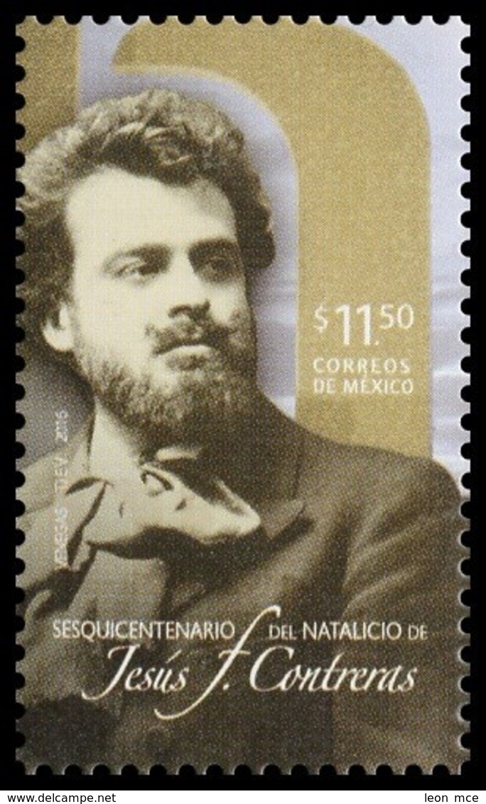 2016 MÉXICO Jesús F. Contreras ESCULTOR MEXICANO, MNH  Personage MEXICAN SCULPTOR, ART - México