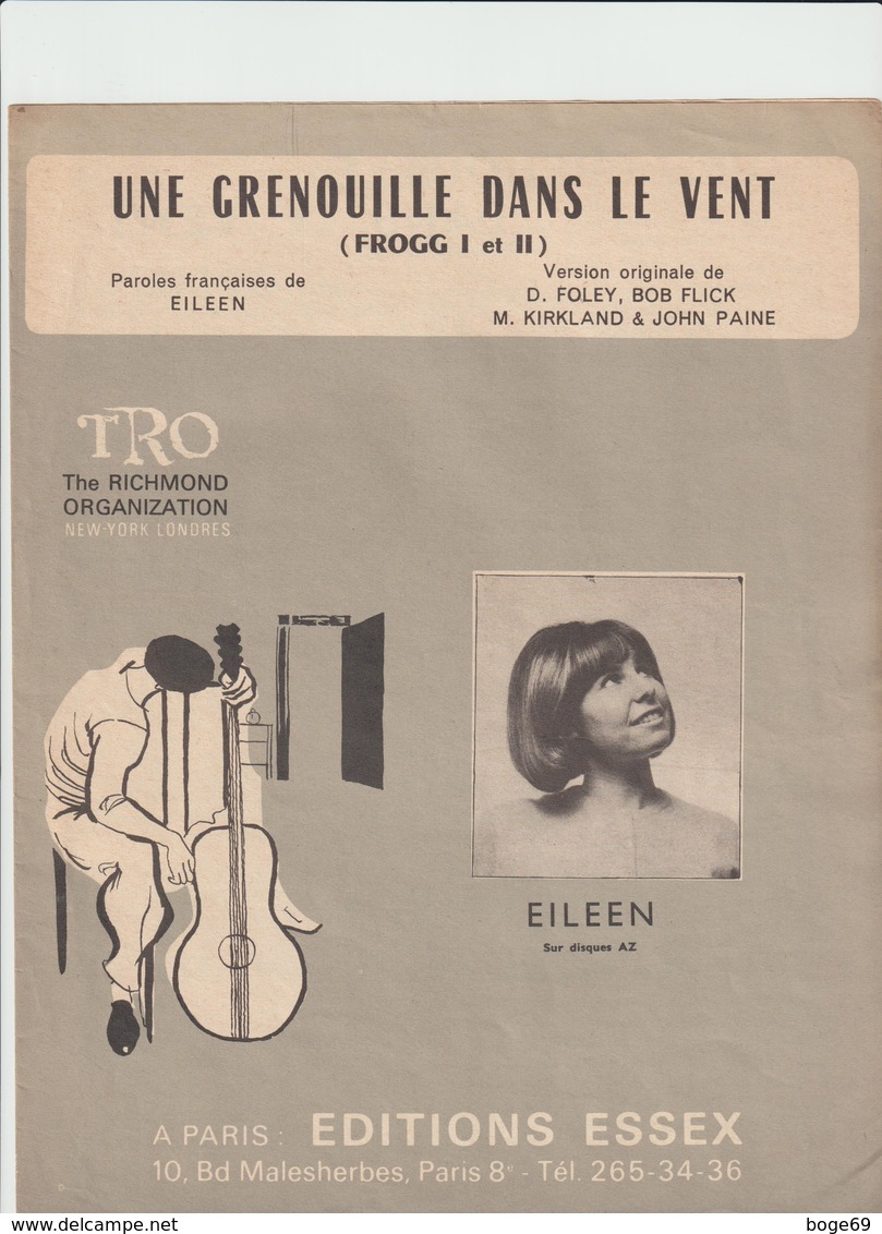 ( GEO2)UNE GRENOUILLE DANS LE VENT   ,  EILEEN  Ainsi Que Paroles - Partitions Musicales Anciennes