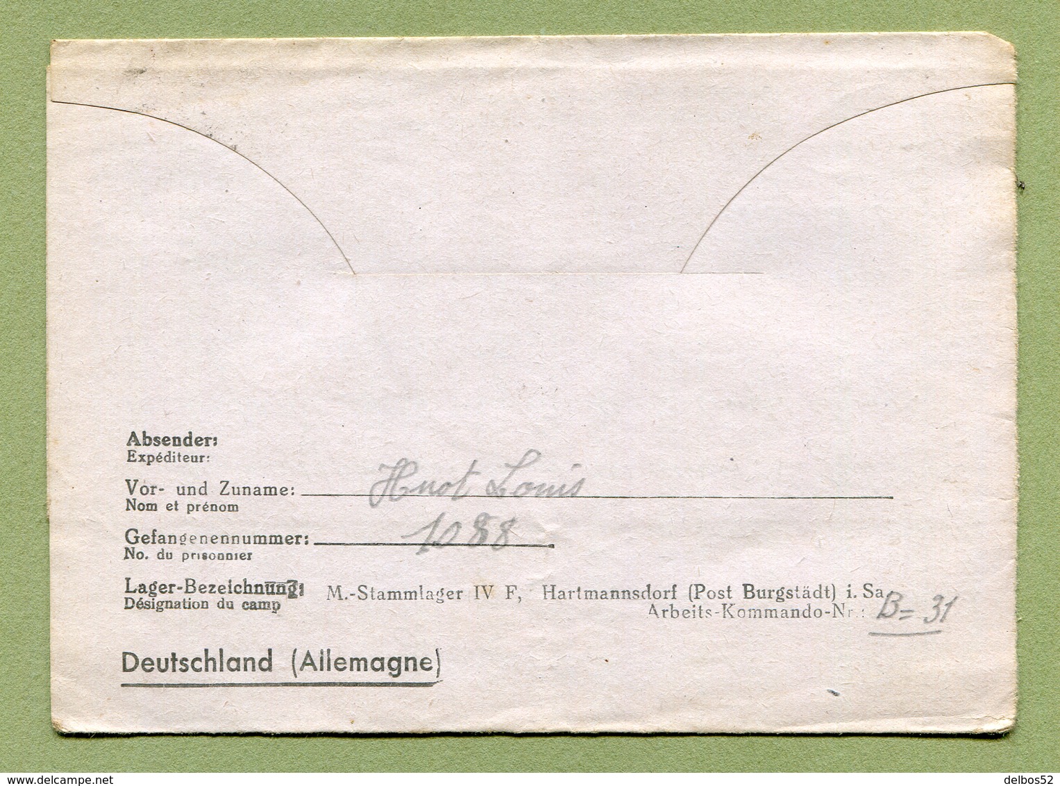 CARTE-LETTRE DE PRISONNIER DE GUERRE Pour ODIVAL Par NOGENT (52)  1944 - Guerre De 1939-45