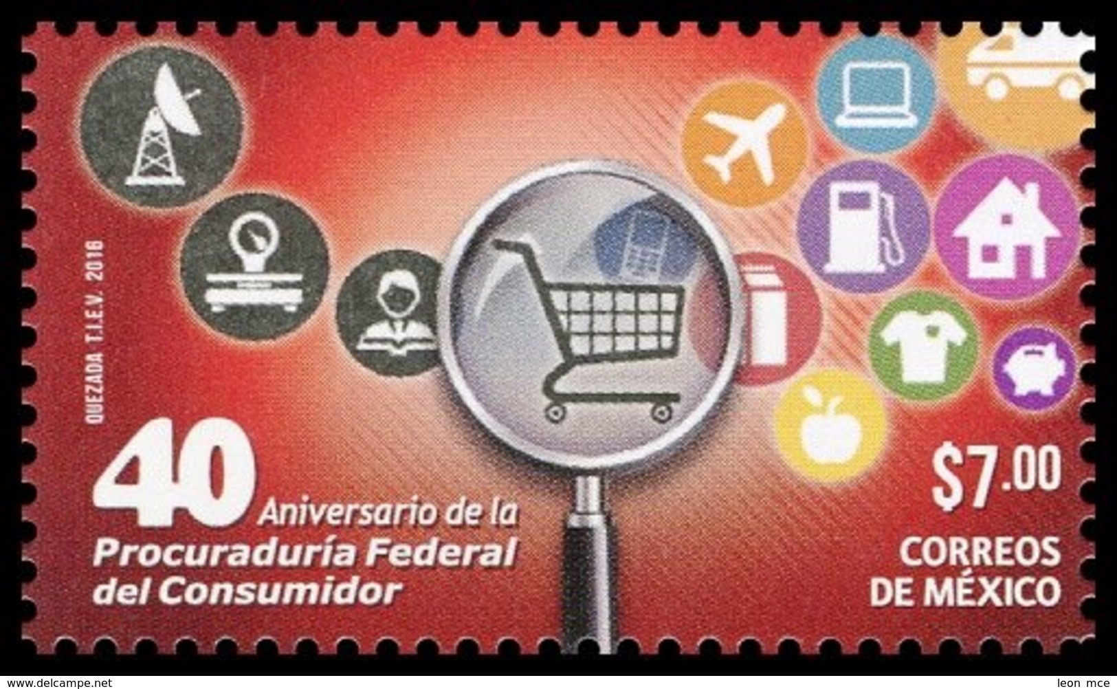 2016 MÉXICO 40 Aniv. Procuraduría Federal Consumidor, MNH Federal Consumer Protection, Magnifying Glass, TRAFFIC SIGNS - México